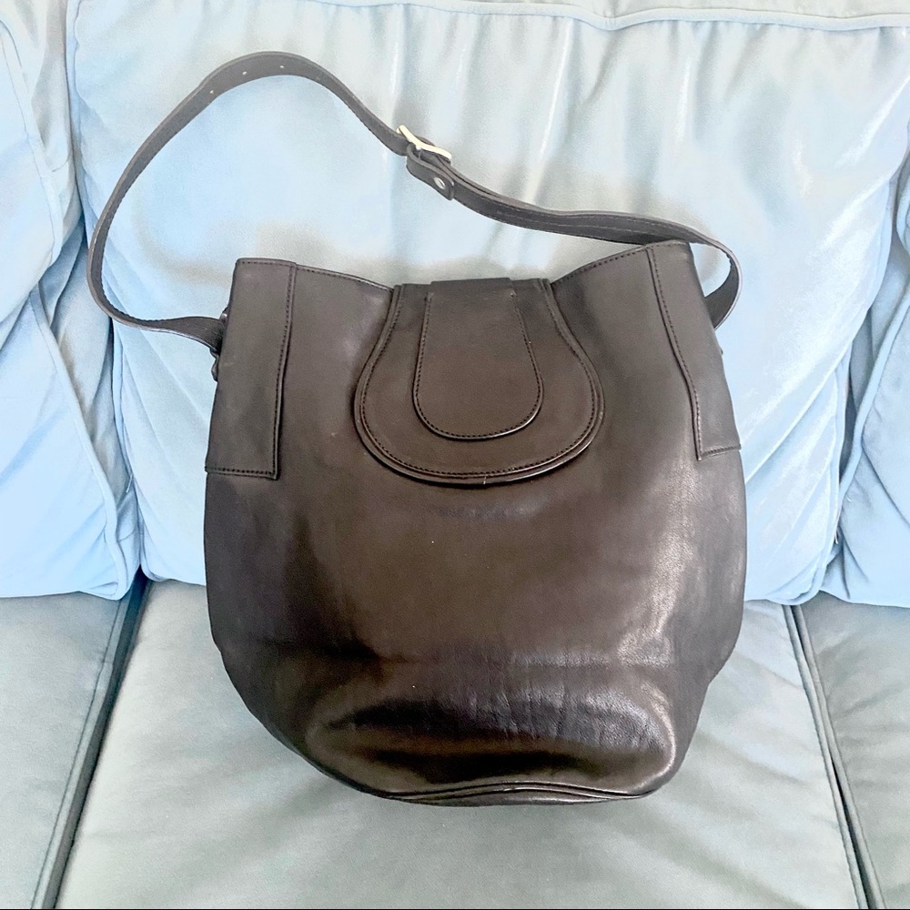 Hogan Black Leather Bucket Bag - Picture 6 of 12